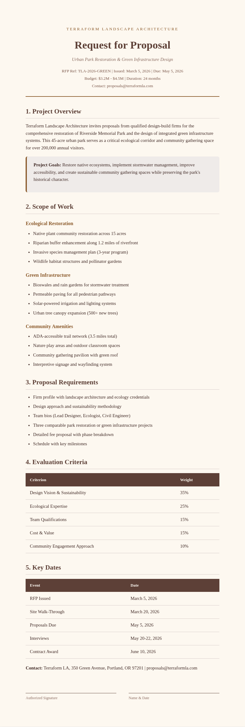 Earth Tone Request for Proposal